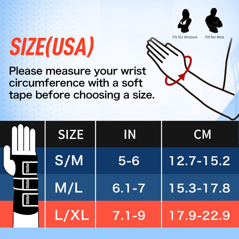 FEATOL Carpal Tunnel Wrist Brace Night Support, Thumb Spica Splint Right Hand for De Quervains Tenosynovitis, Tendonitis, Wrist Brace With Thumb Support-Medium/Large-Women & Men, Black Medium/Large(Pack of 1) Right Hand-Black Blue