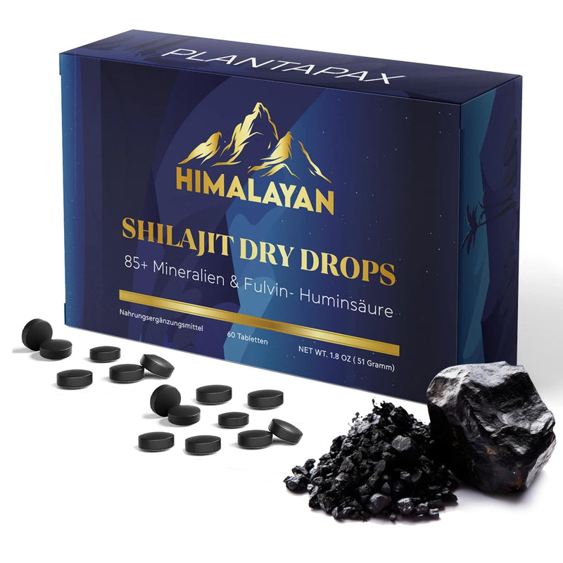 [Australia] - Shilajit Tablets Mumijo Extract 36000 MG - High Dose 80% Fulvic Acid & 85+ Minerals | 1,200 mg per day, 60 vegan tablets | Practical intake 