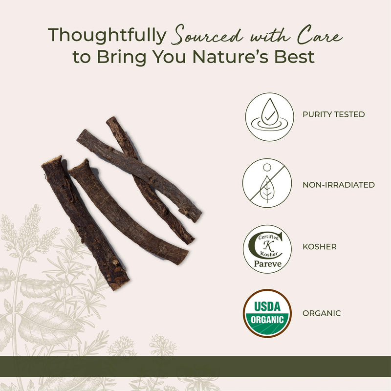[Australia] - Starwest Botanicals Organic Dried Licorice Root Sticks 6" - Herb for Loose Leaf Tea Blends, Candy, & Baked Goods, Cut & Sifted, Certified Kosher, Non-GMO - 4 oz Pouch 4 Ounce (Pack of 1) 