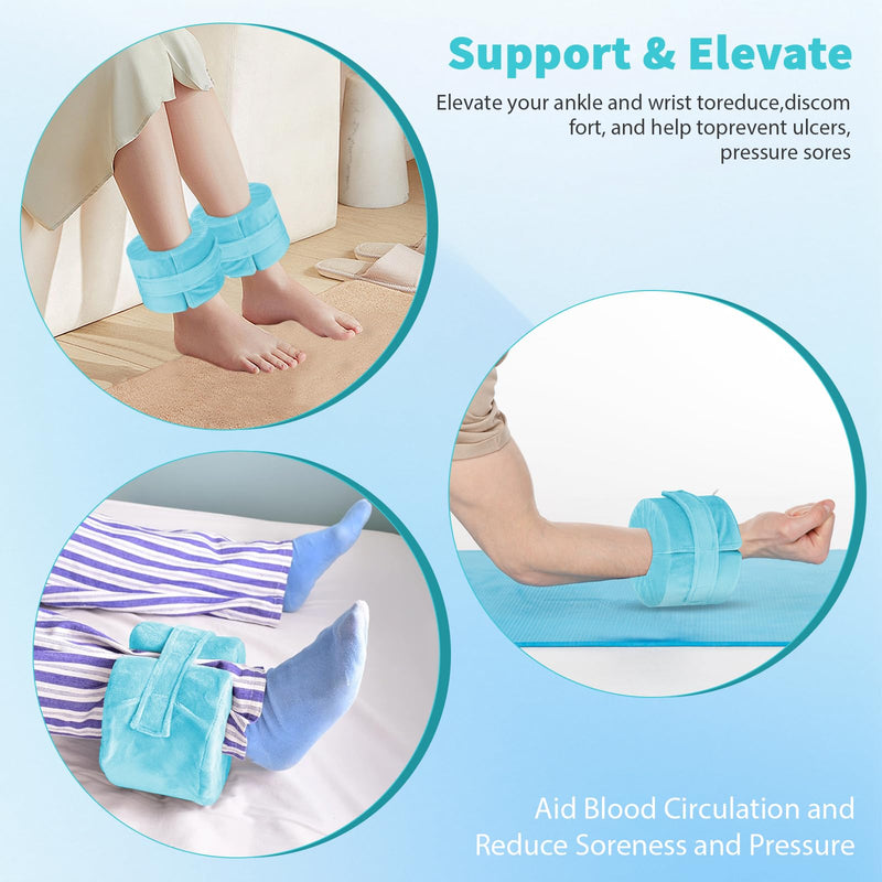 [Australia] - 2 PCS Foot Elevation Pillows, Soft and Zipper Removable Cover Ankle Heel Elevator Wedge, Foot Support Pillow for Pressure, Bed Sore Ulcer, Feet Leg Rest and Leg Rest Post Surgery (Blue) Blue 