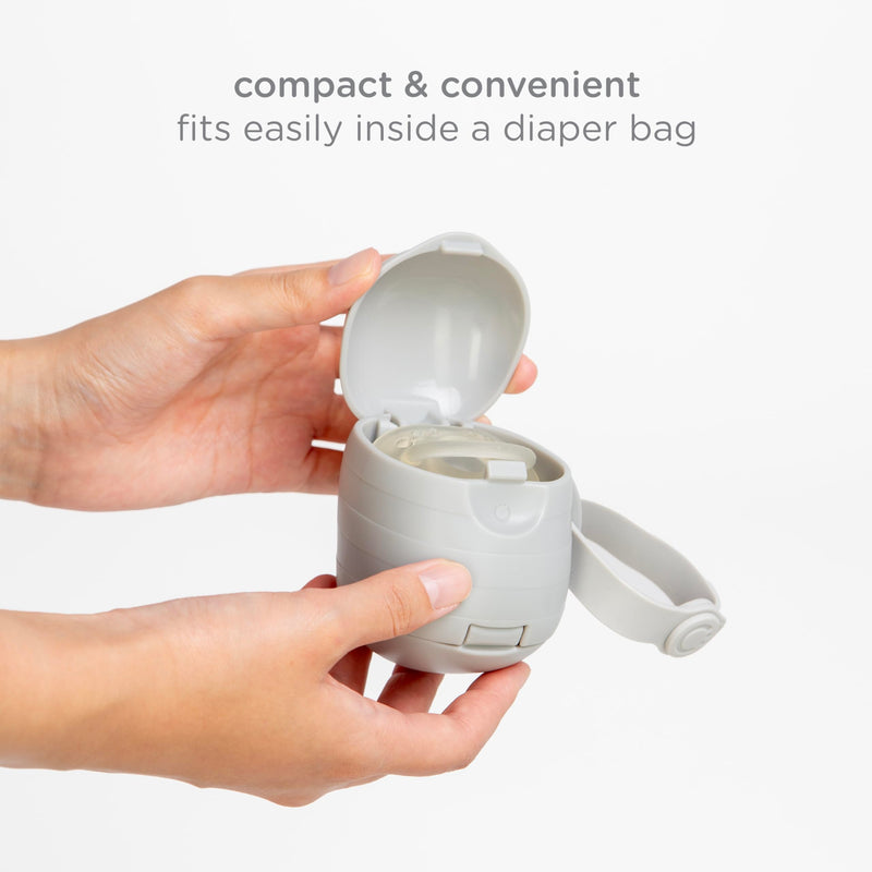 [Australia] - Ubbi On-The-Go Dual Pacifier Holder, Keep's Baby's Binkies Clean and Accessible, Portable for Travel, Diaper Bag Accessory Must Have for Newborns, Gray 