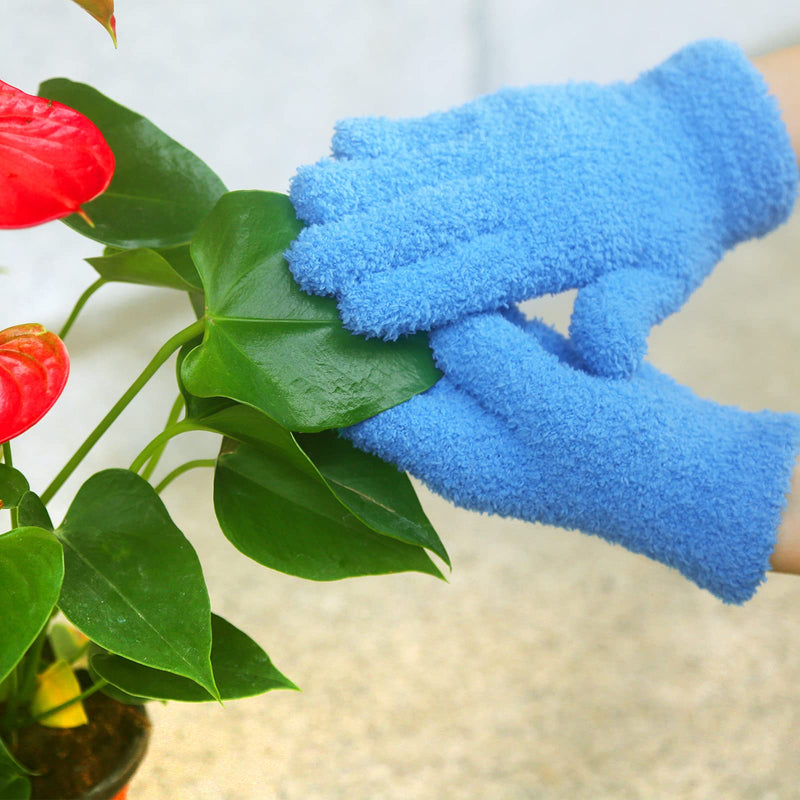 [Australia] - Evridwear Microfiber Plant Dusting Gloves Reusable Leaf Cleaning Glove for Houseplants,Blinds,Furniture and Small Objects Small/Medium (Pack of 1) Blue 1 Pair 