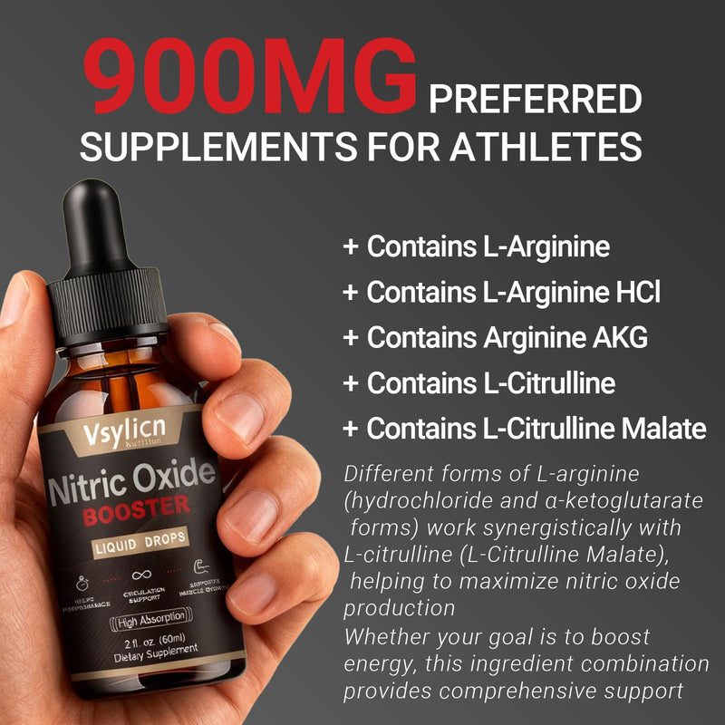 Nitric Oxide Supplements for Men, Nitric Oxide Booster with L-Arginine, L-Citrulline | Energy, Circulation & Muscle Recovery | Pre Workout for Men & Women | Endurance & Performance | 60ml Vegan