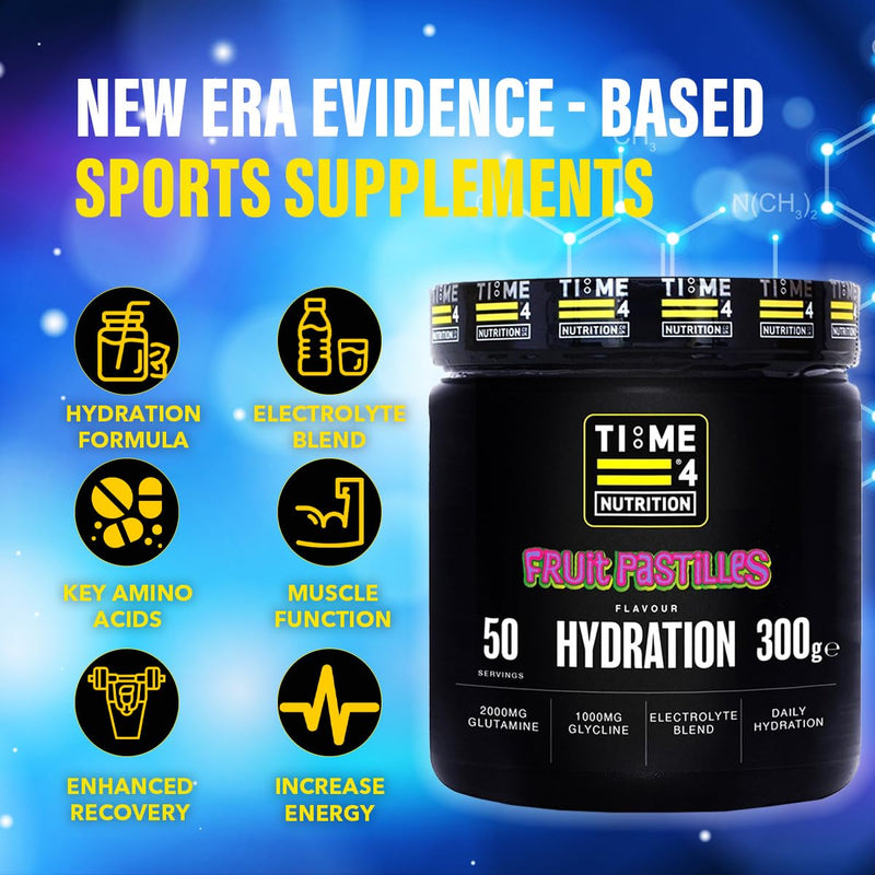 Hydration Formula Electrolytes Powder + Amino Acids Glutamine & Glycine Advanced Rehydration Formula Suitable for Vegans, Sugar Free – Energy, Focus, Avoid Dehydration (300g, Fruit Pastilles) 300g
