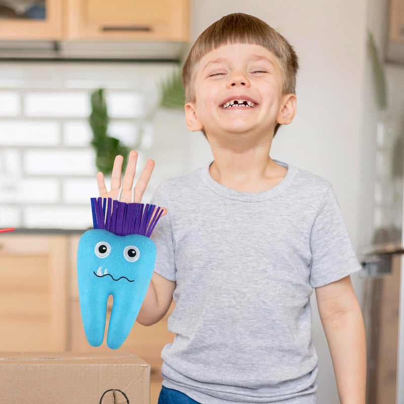 [Australia] - Tooth Fairy Pillow with Pocket Embroidered Felt Tooth Fairy Door Hanger Doll Souvenir Gift for Boys and Girls (Blue) Blue 