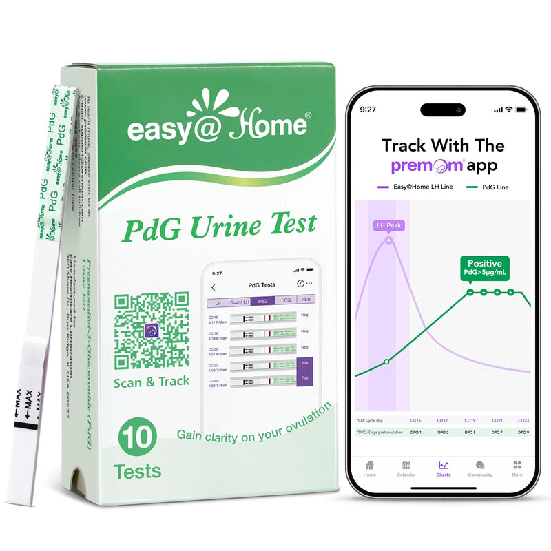 Easy@Home PdG Test Strips and Basal Body Thermometer Kit, 10 PdG+ EBT100