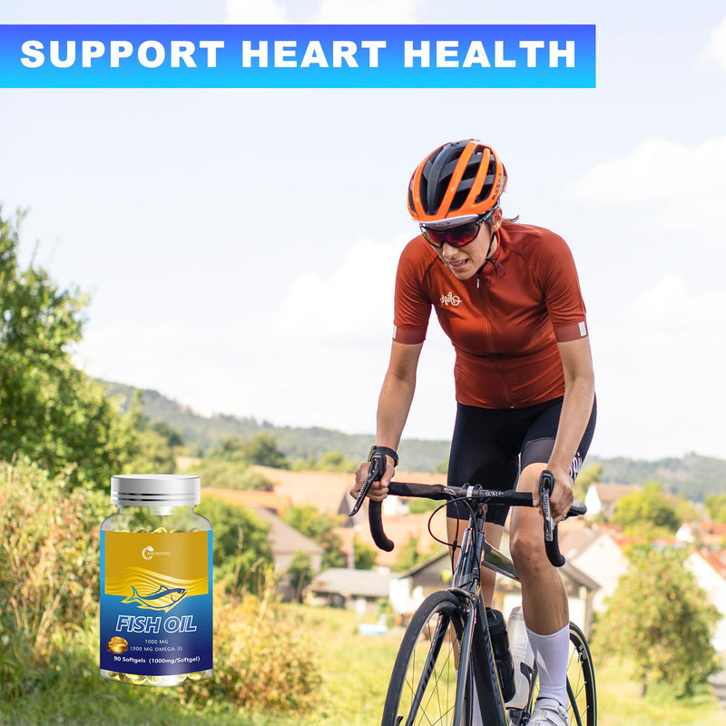[Australia] - Fish Oil Softgels 1000mg Omega-3 Supplements Fatty-Acids - 90 Softgels Adult Essential Supplement Supports Heart Health 90Count 