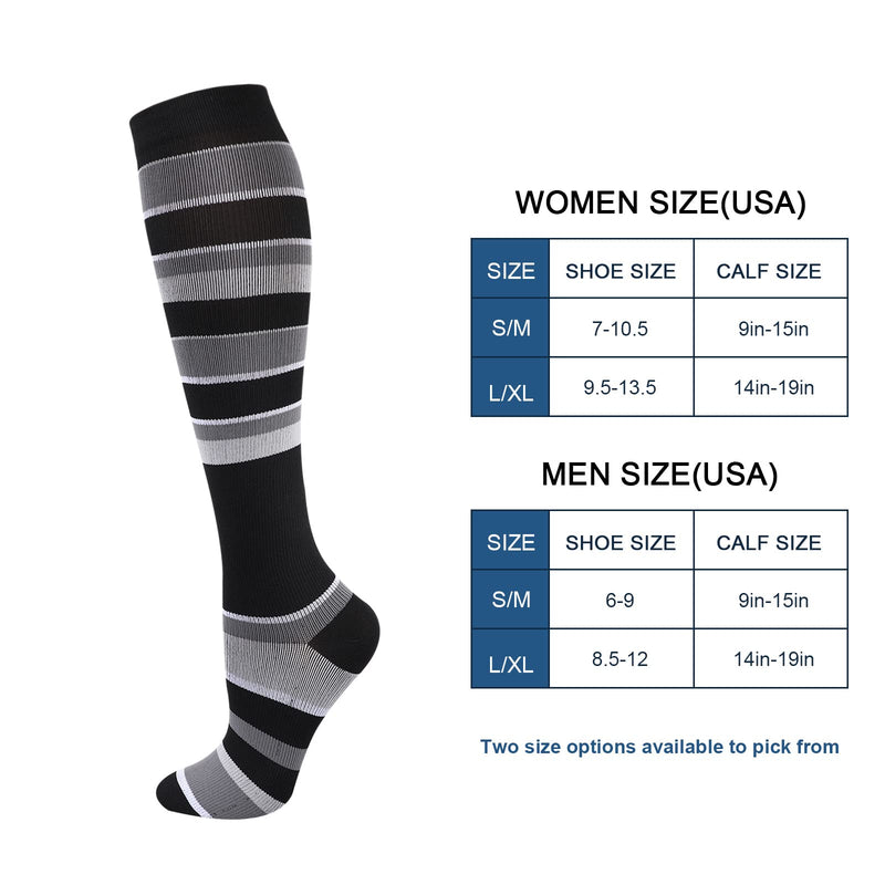 [Australia] - DRESHOW Compression Socks for Men and Women, Compression Socks for Sports, Running, Air Travel, Cycling Assorted - 7 Pairs E S-M 