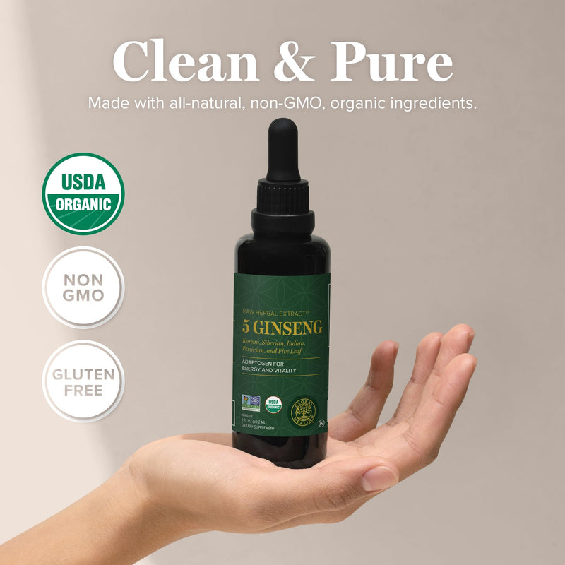 [Australia] - Global Healing Center - Ginseng - Organic Raw Herbal Extract - Liquid Panax Supplement Drop Promotes Energy - Korean and Siberian Ginseng Supplement, Maca, Ashwagandha - Non-GMO - 2 Fl Oz 