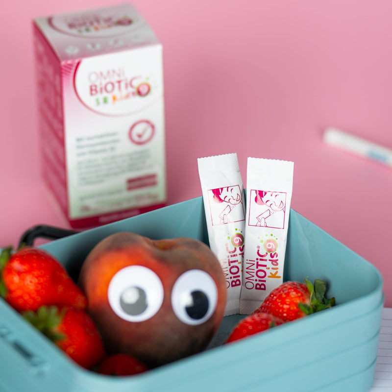 OMNi BiOTiC SR-9 Kids | Kids Probiotic with Peach Flavour | Fast Dissolve - Melts on The Tongue | 28 Sticks | Powder | Vegan & Gluten-Free | Halal | for Daily use