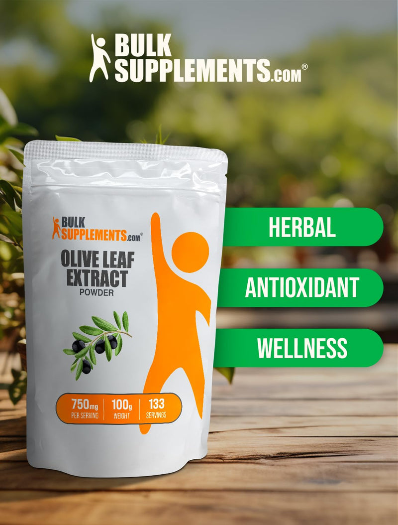 BulkSupplements.com Olive Leaf Extract Powder - Herbal Supplement, Antioxidant Source, Olive Leaf Powder - Gluten Free, 750mg per Serving, 100g (3.5 oz) (Pack of 1) 3.5 Ounce (Pack of 1)