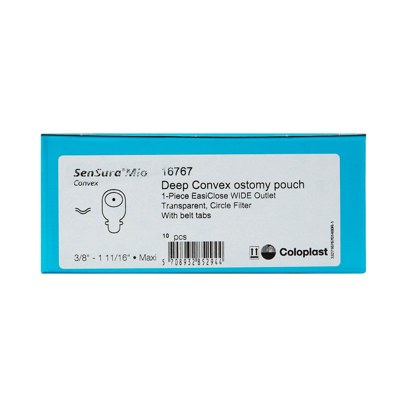 [Australia] - Filtered Ostomy Pouch One-Piece System 11 Inch Length, Maxi 3/8 to 1-11/16 Inch Stoma Drainable Deep Convex, Trim to Fit, Coloplast, 16767 - Box of 10 