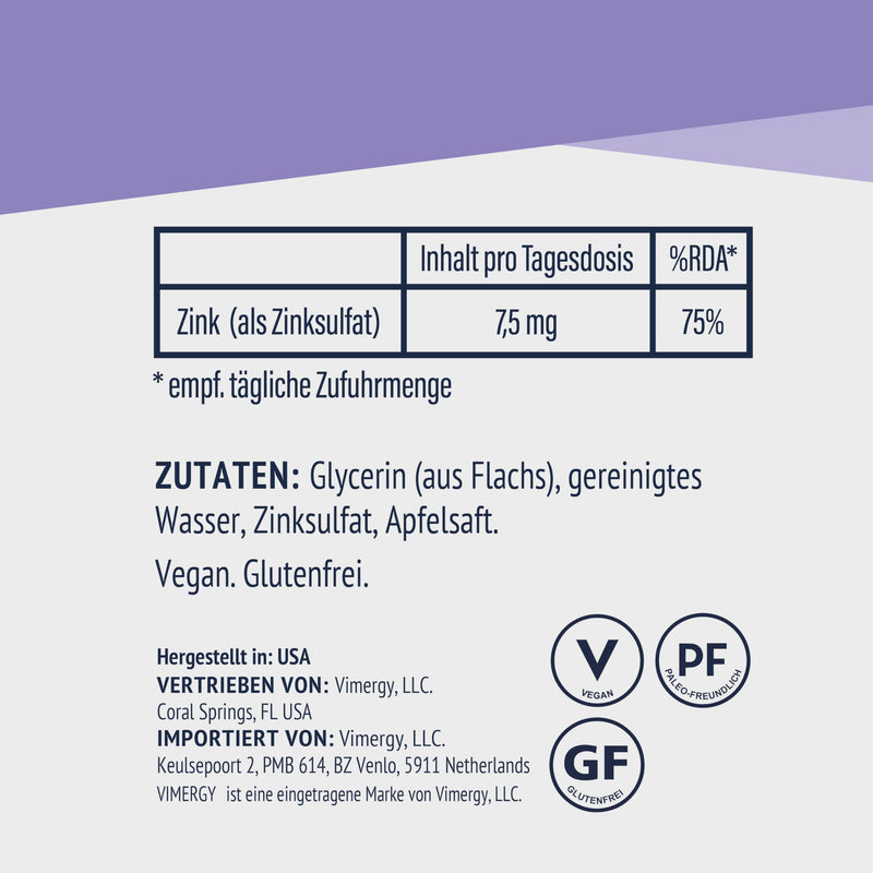 [Australia] - Vimergy Zinc Drops 115 ml - 57 Servings - Liquid Zinc High Dose - Antioxidant - No Refined Sugar - Gluten Free, Non-GMO Kosher Vegan Keto/Paleo Diet Suitable 115 ml (Pack of 1) 