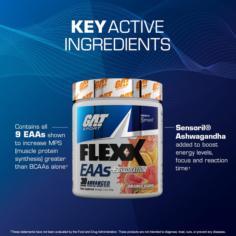 [Australia] - GAT SPORT Flexx EAAs + Hydration, Advanced Essential Amino Acids, 30 Servings (Strawberry Mango) Strawberry Mango 