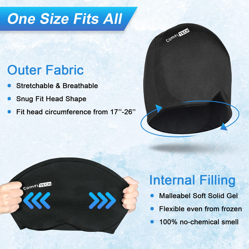 [Australia] - ComfiTECH Migraine Ice Head Wrap for Migraine Relief, Stress Relief and Sinus Headaches, Medium Black 