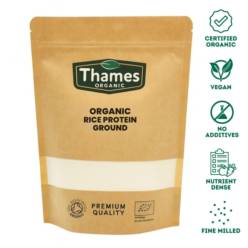 Thames Organic Organic Rice Protein Ground: Premium Plant-Based Protein for Health & Fitness Enthusiasts - Vegan-Friendly 1kg