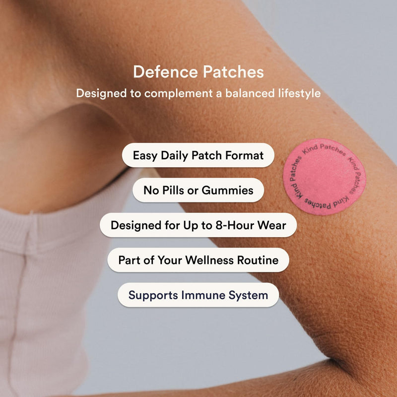Kind Patches | Defence Patches | Immune System Support | Botanical Plant-Based Formula with Echinacea, Astragalus and Olive Leaf Extract, Vitamin C, D3 & Zinc | 30 Vegan Patches 30 count (Pack of 1)
