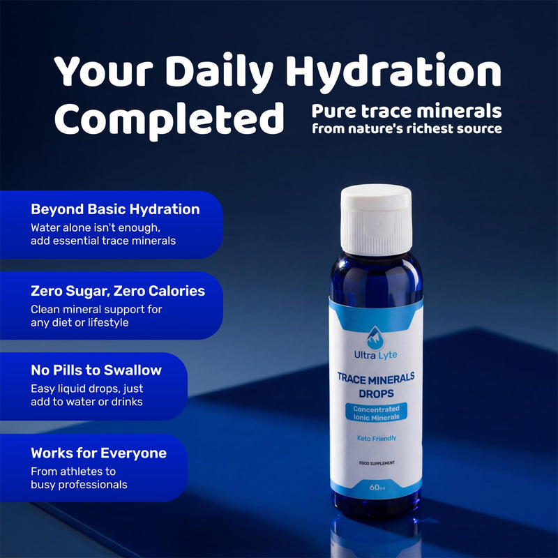 Ultra Lyte Trace Mineral Drops – 59 ml All Natural Complete Mineral Complex Food Supplement – 24 Days Supply – Electrolyte Drops – 72 Trace Minerals (2 oz) 59 ml (Pack of 1)