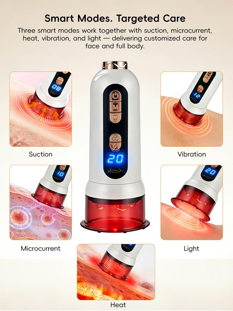 5-in-1 Body Sculpting Machine – Gua Sha & Cupping Vacuum Massage Device, Lymphatic Drainage Massage, Anti-Cellulite Tool & Skin Firming Care for Face, Belly, Arms, Legs, Waist & Love Handles