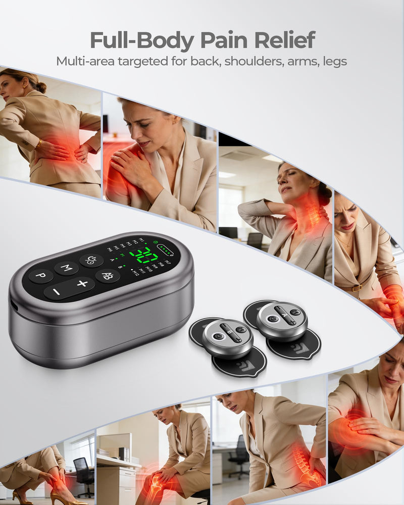 Wireless TENS Unit Muscle Stimulator, 48 Modes, Model HZ9151B | 2 Channel, TENS Machine for Sciatica, Back Shoulder Pain Relief, Portable TENS EMS for Office Home Travel, Gift for Men Women