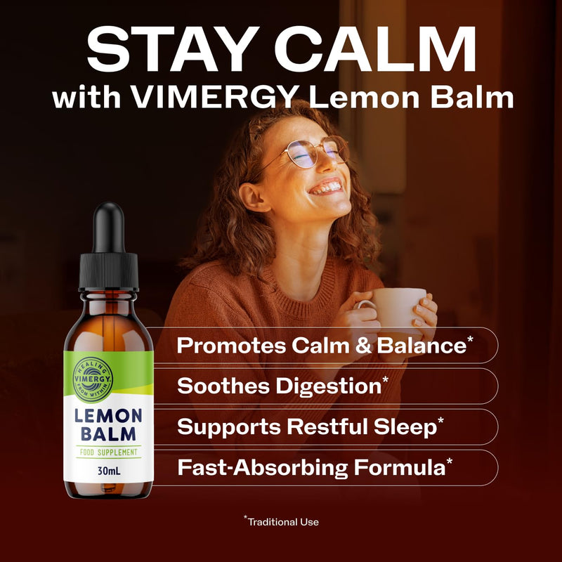Vimergy Lemon Balm Extract, 30 Servings – Traditionally Used in Herbal Medicine as a Sleep aid in Times of Mental Stress -Can be Used in Tea– Alcohol-Free – Gluten Free, Non-GMO, Vegan (30 ml) 55 ml (Pack of 1)