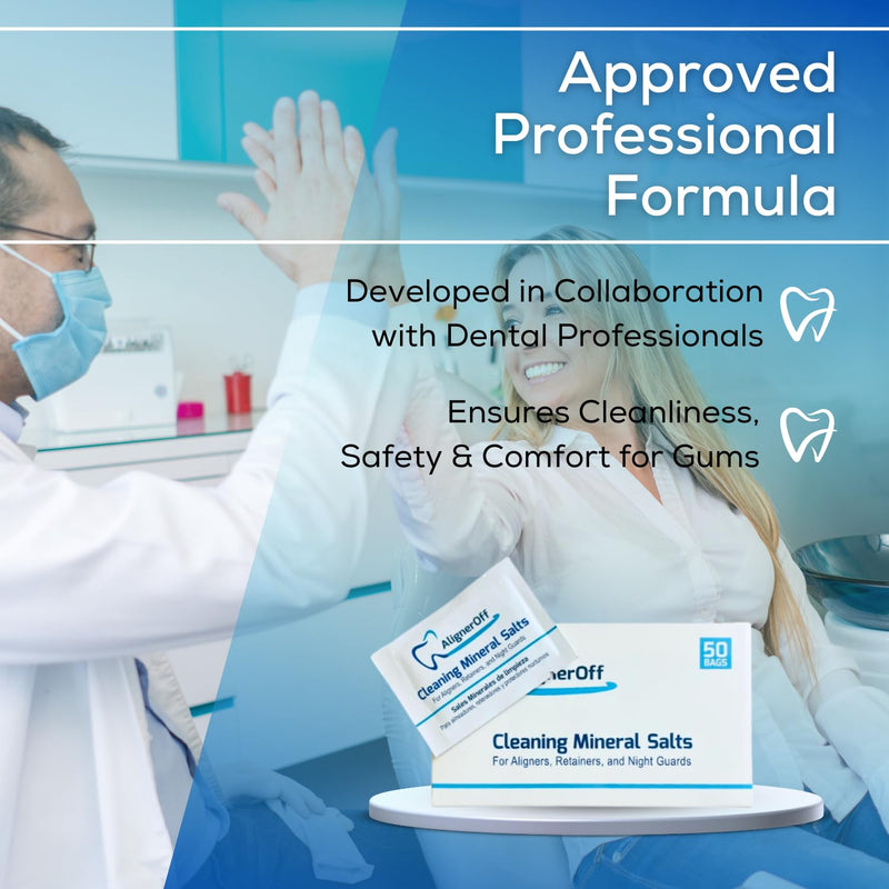 [Australia] - Cleaning Mineral Salts – Cleaner Crystals for Aligners, Retainers, Nightguards, & Dentures– Removes Stains, Plaque & Odors – Daily Safe Formula for Dental Appliances-3g Powder 