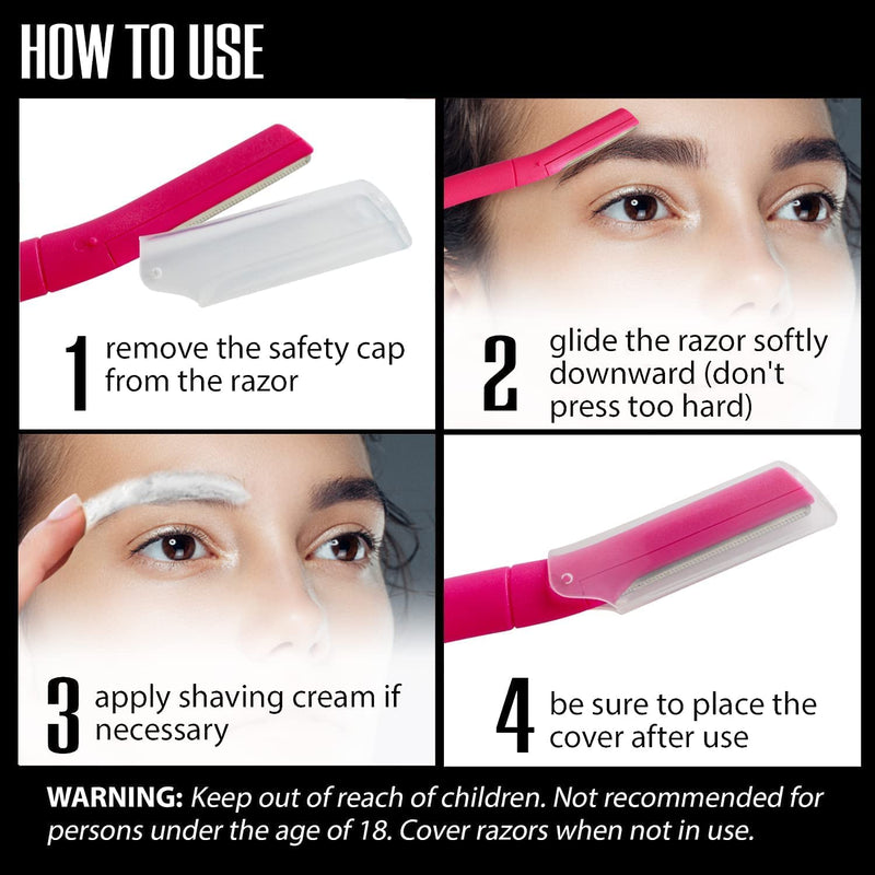 [Australia] - Eyebrow Face Razor - Eyebrow Hair Trimmer and Shaver with Protective Cover Dermaplaning Razor Tool for Women 6-count 