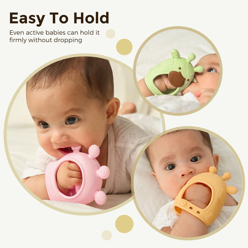 [Australia] - Momcozy Baby Teether Toys | Baby Teething Toys | Baby Teething Relief | Food Grade Silicone Teether Baby Toys | Baby Teether 0-6 Months | Teething Toy 6-12 Months | Baby Essential | Yellow 