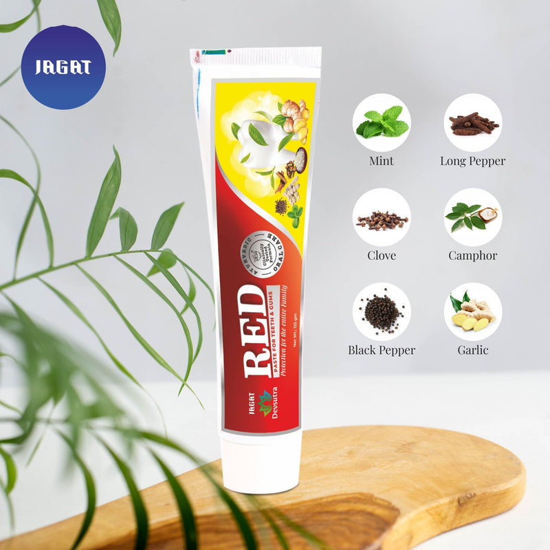 [Australia] - Jagat Herbal Red Toothpaste for Fresh Breathe, Doctor Recommended Natural Ayurvedic Toothpaste, Organic 100% Natural Teeth Whitening, Fluoride Free & Protects Gums, Vegan - Pack of 4 Red-Toothpaste (Pack of 4) 