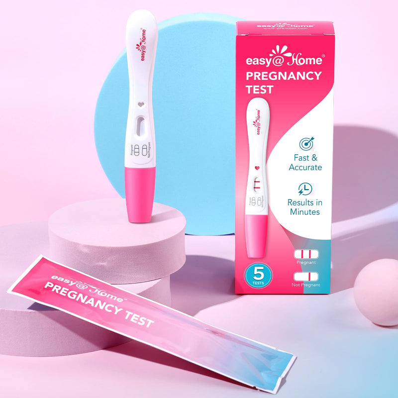 easy@Home Pregnancy Test: Smart Love Timing Indicator - Early Detection | Fast Results & Easy to Use for Home Use hCG Tests | 5 Pack 5 Count (Pack of 1)