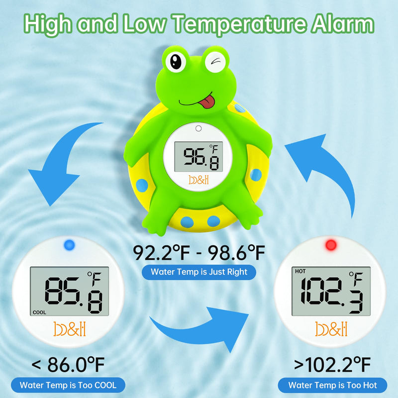 b&h Baby Bath Thermometer & Room Thermometer – Easy to Read Display | BPA-Free| Fahrenheit or Celsius | Digital Water Thermometer Floating Bathing Toy Shower Gift for Infant Newborn Green