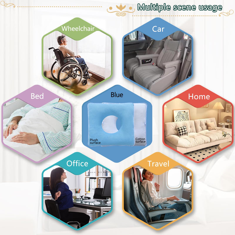 [Australia] - Anti-Bedsore Cushion, Donut Pillows, Pressure Ulcer Cushions, Pillow Tailbone Pain Relief Mat, Soft Pad of Bed Sores for Seniors,Pregnant,Hemorrhoids,Post-Surgery(Blue) Blue 