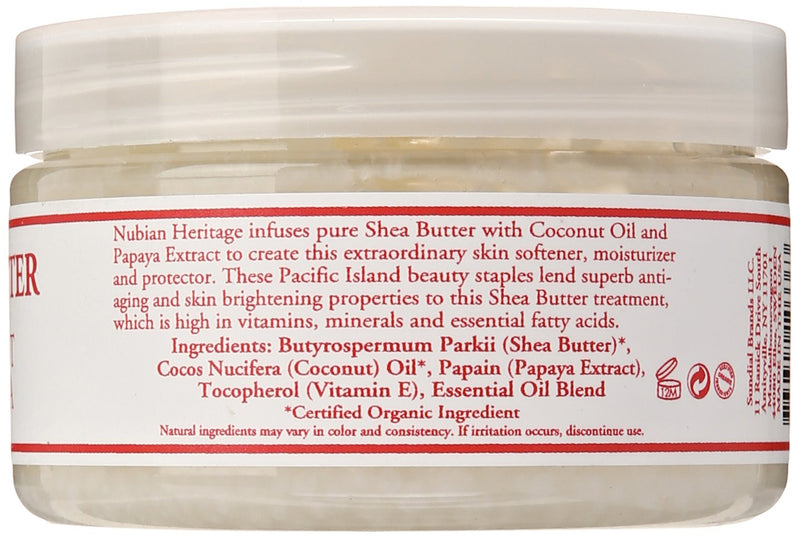 Nubian Heritage Shea Butter body balm, Coconut and Papaya, 4 Ounce 4 Ounce (Pack of 1)