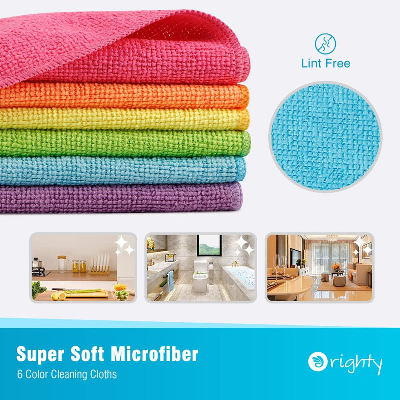 Orighty Microfiber Cleaning Cloths, Pack of 12, Highly Absorbent Cleaning Supplies, Lint Free Cloths for Multiple-use, Powerful Dust Removal Cleaning Rags for House, Kitchen, Car Care(12x12 inch)