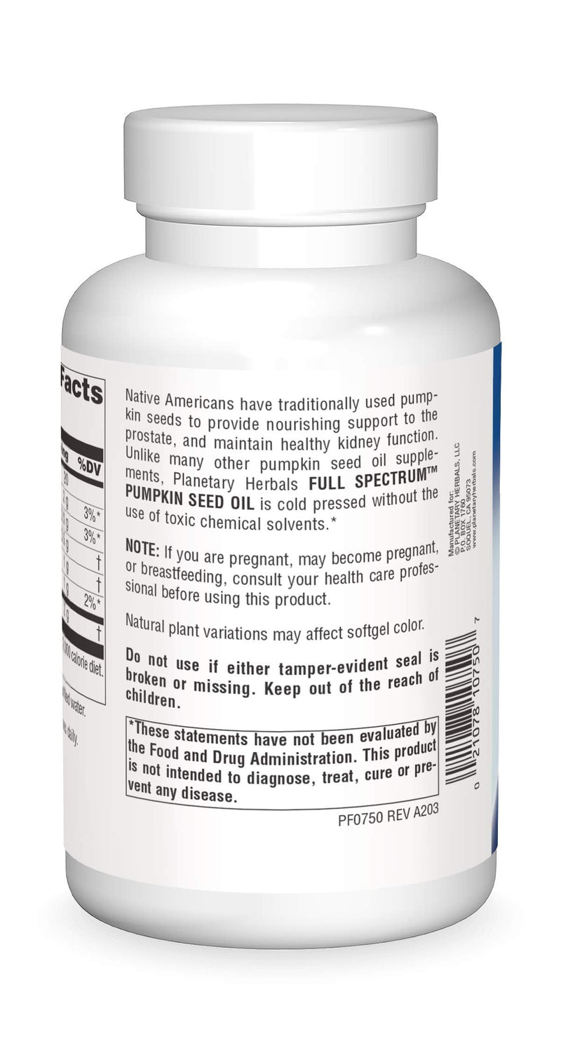 [Australia] - Planetary Herbals Full Spectrum Pumpkin Seed Oil, Botanical Support for The Prostate*, 1,000 mg - 180 Count 