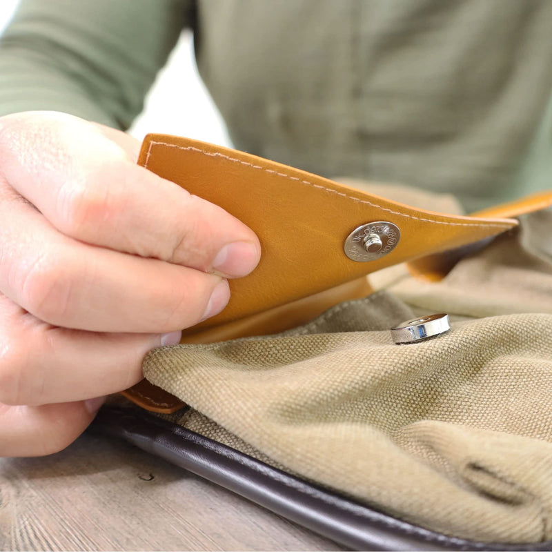Leather Toiletry Bag for Men - Water Resistant, 2 Zippered Internal Pockets, 2 Snap-Fastened Internal Pockets, and Hanging Hook. Brown