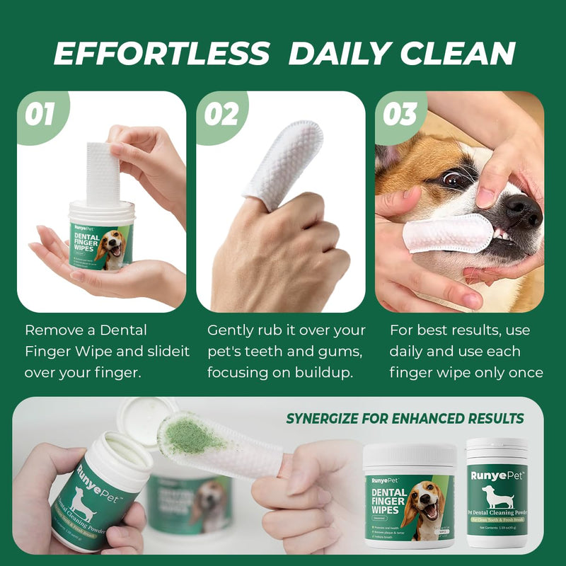 [Australia] - Pet Dental Finger Wipes for Dog & Cats, Remove Bad Breath by Removing Plaque and Tartar Buildup No-Rinse Dog Finger Toothbrush, Disposable Gentle Cleaning & Gum Care Pet Wipes, 50 Counts 50 Ct Finger Wipes 50ct 
