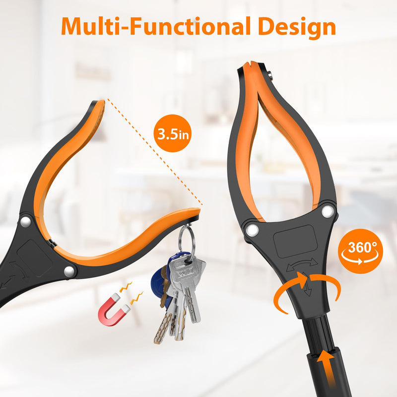 [Australia] - 32" Grabber Reacher Tool, 2-Pack Foldable Reacher Grabber Pickup Tool with 360° Rotating Jaw & Magnet, Trash Picker Upper Grabber, Lightweight Grabbers for Seniors Heavy Duty 32-inch 