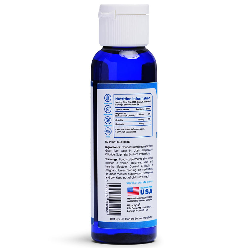 Ultra Lyte Trace Mineral Drops – 59 ml All Natural Complete Mineral Complex Food Supplement – 24 Days Supply – Electrolyte Drops – 72 Trace Minerals (2 oz) 59 ml (Pack of 1)