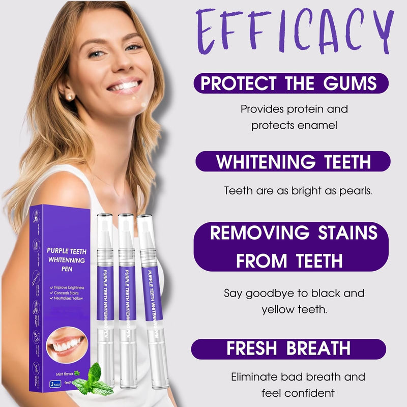 [Australia] - Teeth Whitening Pen, Teeth Whitener Effective Tooth Whitening Gel Kit, Professionally Stain Removal Effective, Painless, Low Sensitivity (3 Pcs) 0.1 Fl Oz (Pack of 3) 