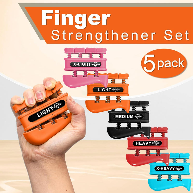 [Australia] - Grip Strength Trainer, Finger Strength Trainer for Grip Strength Training for Fingers, Wrists, and Hands for Home, Office, Gym, Climbing, Athletes, Musicians, and Therapy Pink /Orange/Black/Red/Blue 