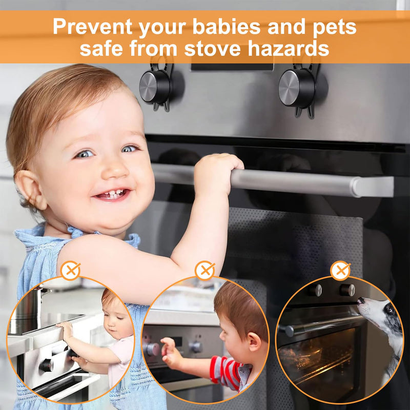 [Australia] - Stove Knob Covers, Door Knob Safety Cover for Kids, 5 Pcs Gas Stove Knob Locks, Oven Knob Covers for Child Pet Safety (black) Black 