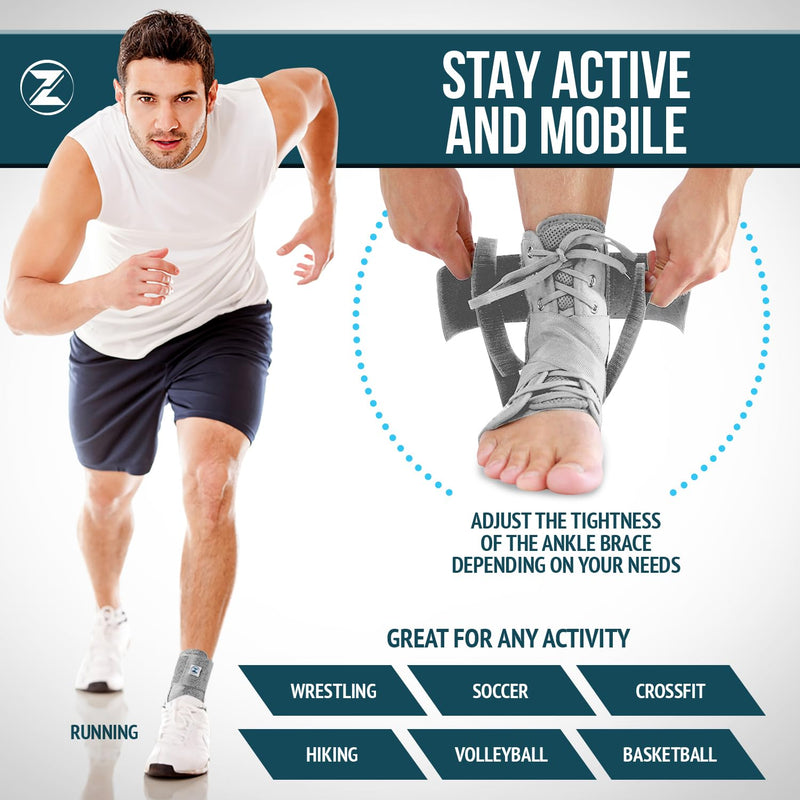 [Australia] - Z ATHLETICS Ankle Brace, Lace Up Adjustable Support – for Running, Basketball, Injury Recovery, Sprains! Ankle Support for Men, Women, and Youth 