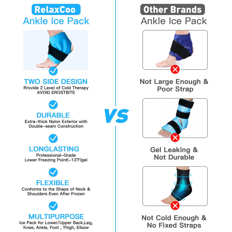 [Australia] - Ankle Ice Pack Wrap for Swelling, Reusable Gel Ice Pack for Ankle Injuries, Cold Compress Therapy for Foot Pain Relief, Achilles Tendonitis, Plantar Fasciitis, Sprains BLUE 1 PACK 