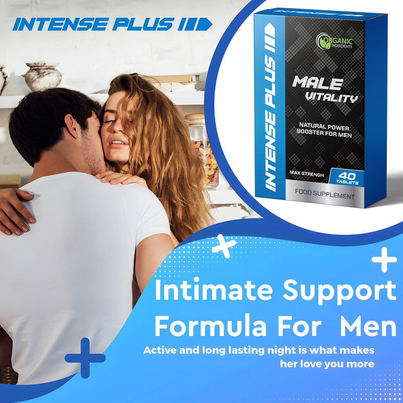 Intense Plus 40 Tablets for Men – Extra Strong, Fast-Acting Energy and Stamina Pills – for Enhanced Performance with Ginseng and Herbal Extracts – Made in The UK