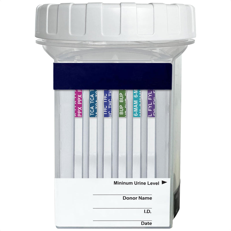 DrugTect 18 Panel Drug Test Cup - CLIA Waived Fentanyl - 1 Pack | Urine Drug Screening: 6-MAM, AMP, BAR, BUP, BZO, COC, EDDP, FYL, MDMA, MET, MOP, MTD, OXY, PCP, PPX, TCA, THC, TRA