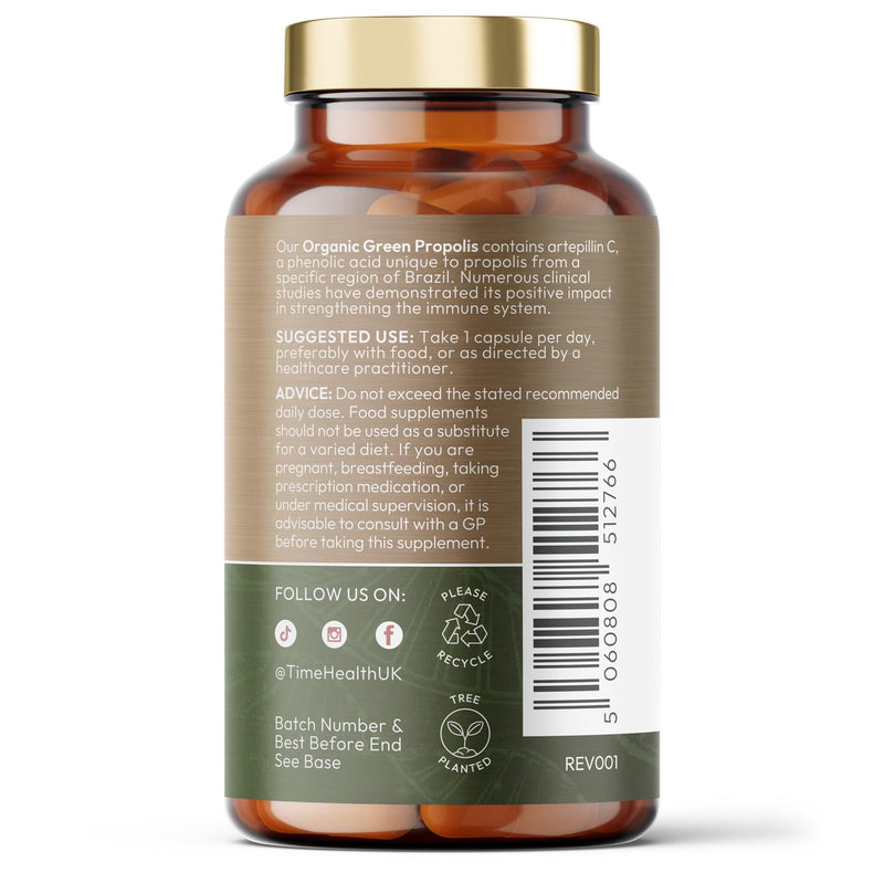 Organic Bee Propolis – High Strength 4:1 Extract – 1000mg – Powerful Antioxidant – Immunity & Inflammation Support – GMP – UK Made Supplement – Zero Additives (120 Count (Pack of 1)) 60 count (Pack of 1)