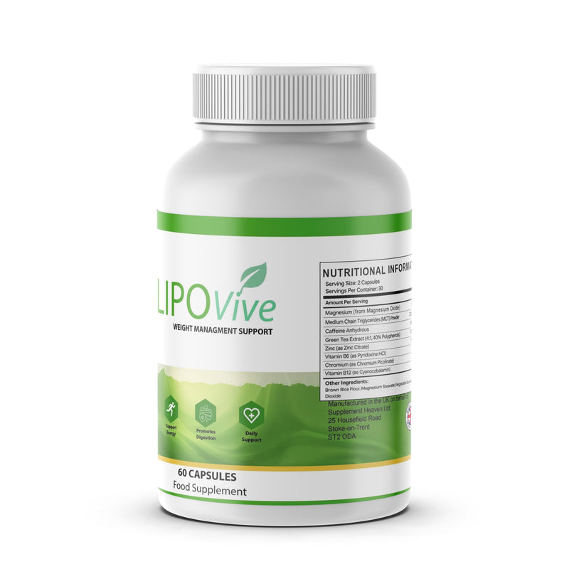 Lipovive/Weight Management Capsules - Natural Ingredients - 60 Capsules/Supplement Heaven