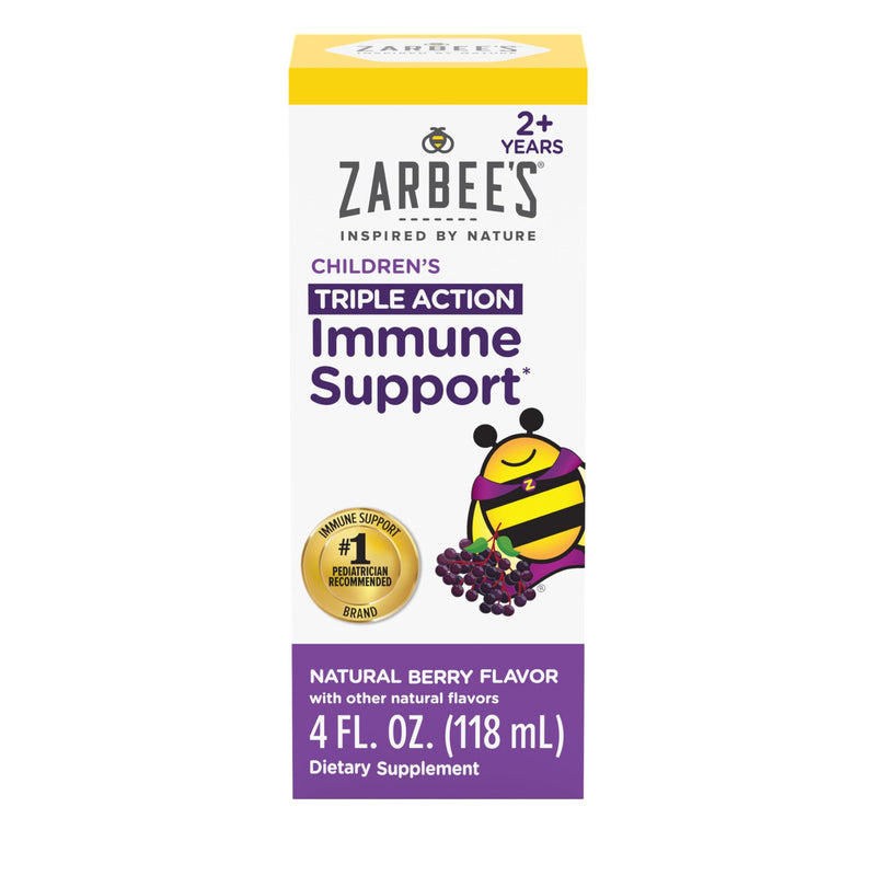 Zarbee's Elderberry Syrup for Kids, Daily Immune Support with Vitamin C & Zinc, Childrens Liquid Supplement, Natural Berry Flavor, 4 fl oz Kids Elderberry Syrup 4oz