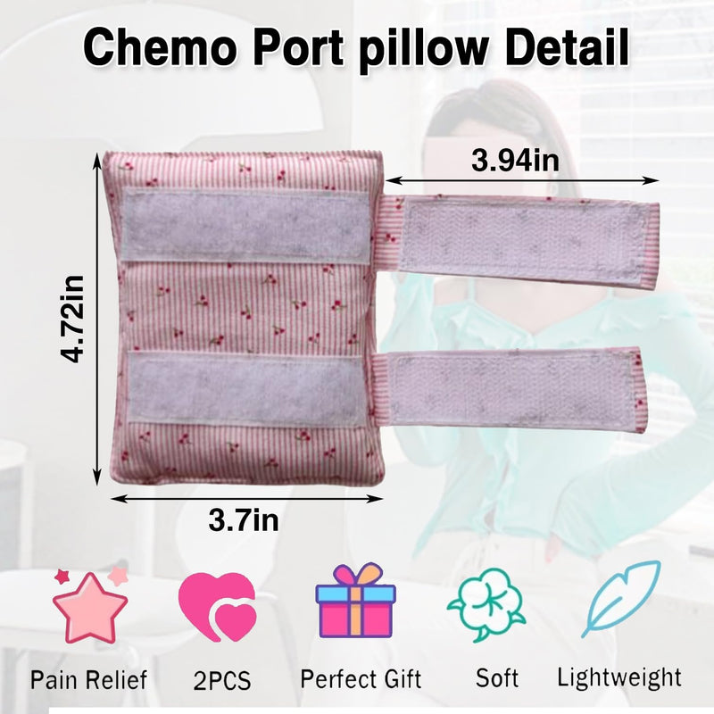 [Australia] - 2 Pcs Bra Strap Pad Protector for Chest, Port Pillows Chemo Patients, Pacemaker Pillow Post-Surgery, Bra Strap, Recovery Cushion Heart Support ， Comfort,Soft & Adjustable Covers Non Slip（cherry） 